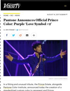 Pantone annonce la création d'une teinte officielle pour Prince